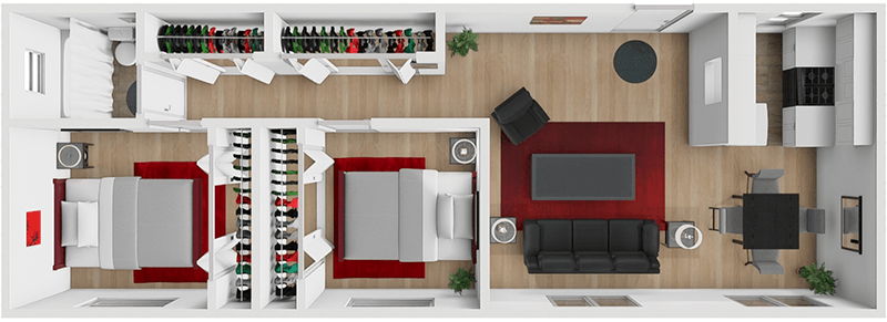 AR 2 Bed 1 Bath floor plan