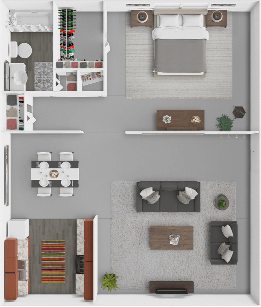 1 Bed 1 Bath floor plan