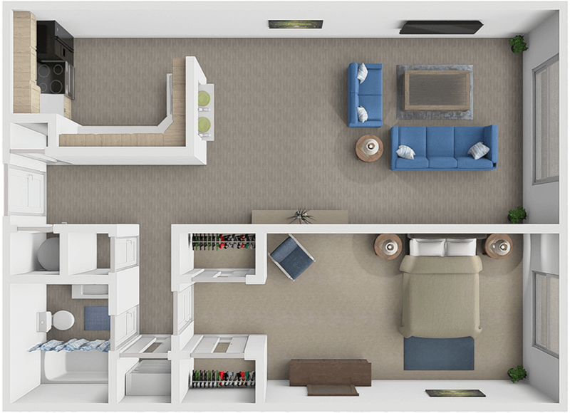 1 Bed 1 Bath floor plan