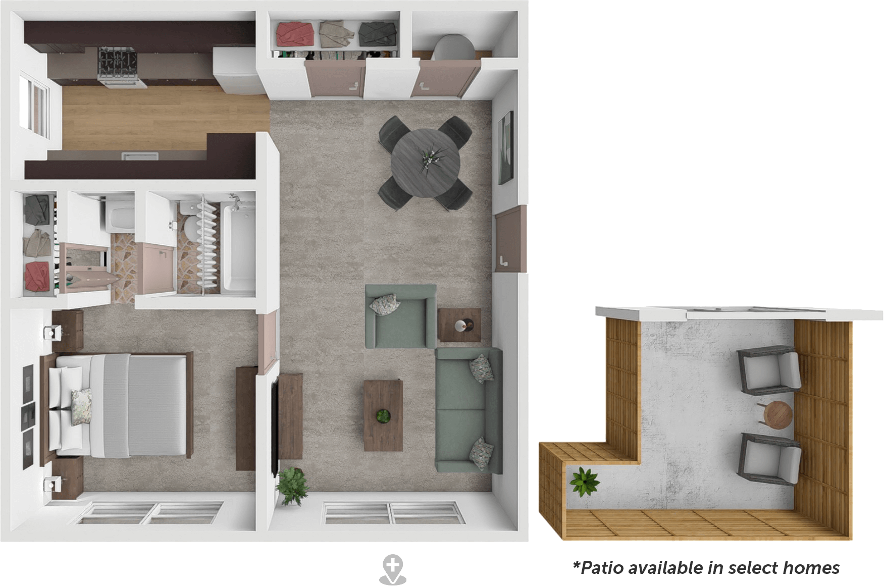 1bd 1bth garden floor plan