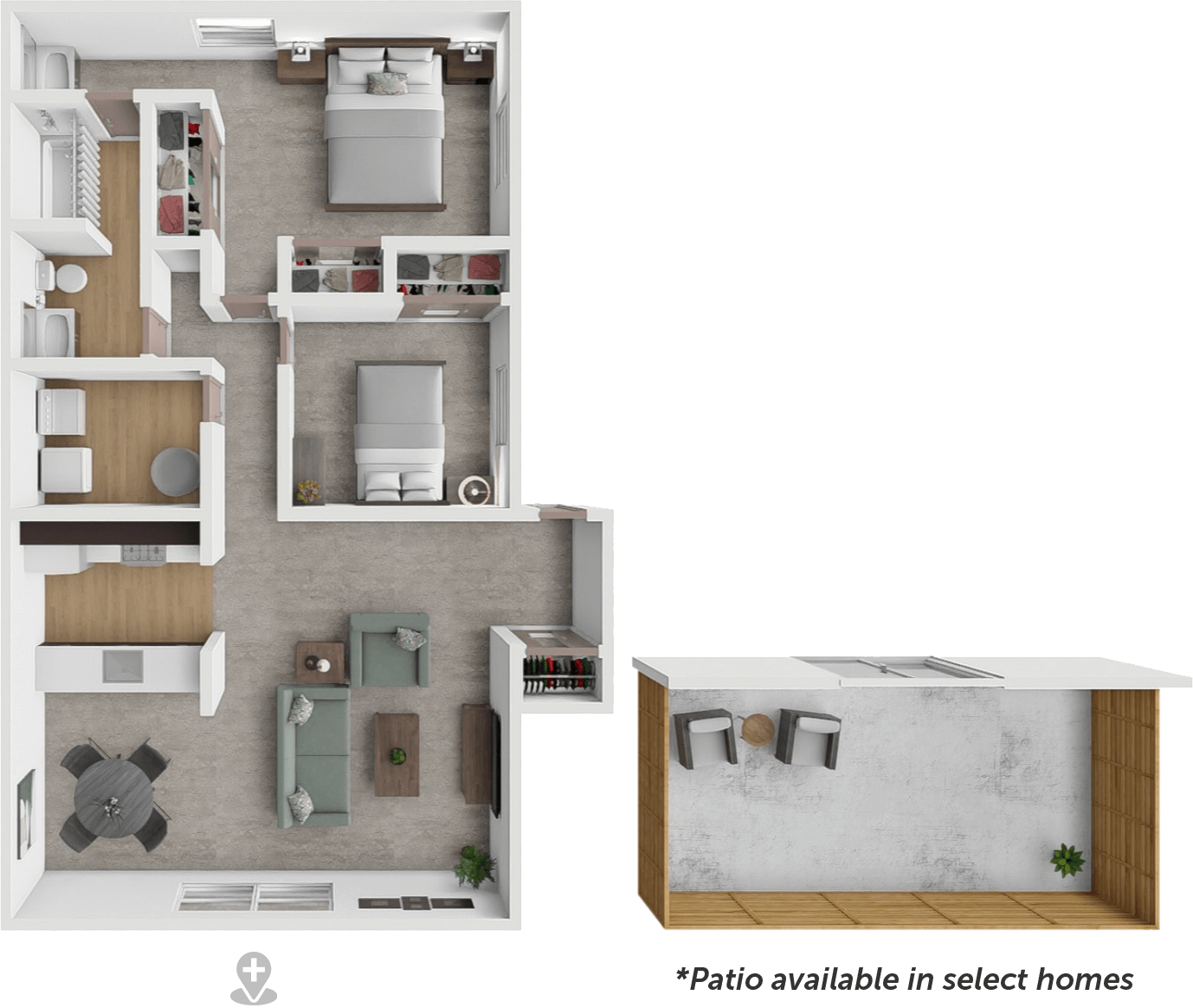 2bd 1bth flat floor plan