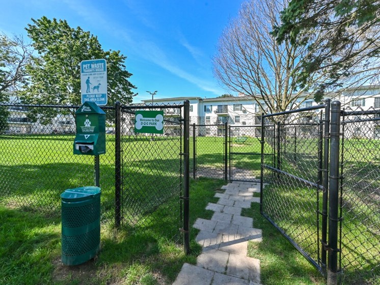 fenced in dog park at new fountains apartments