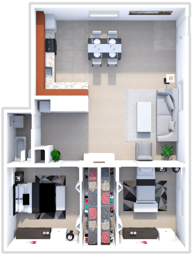 Two Bedroom One Bathroom floor plan