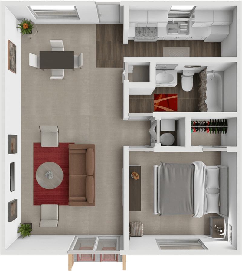 1 Bed 1 Bath floor plan