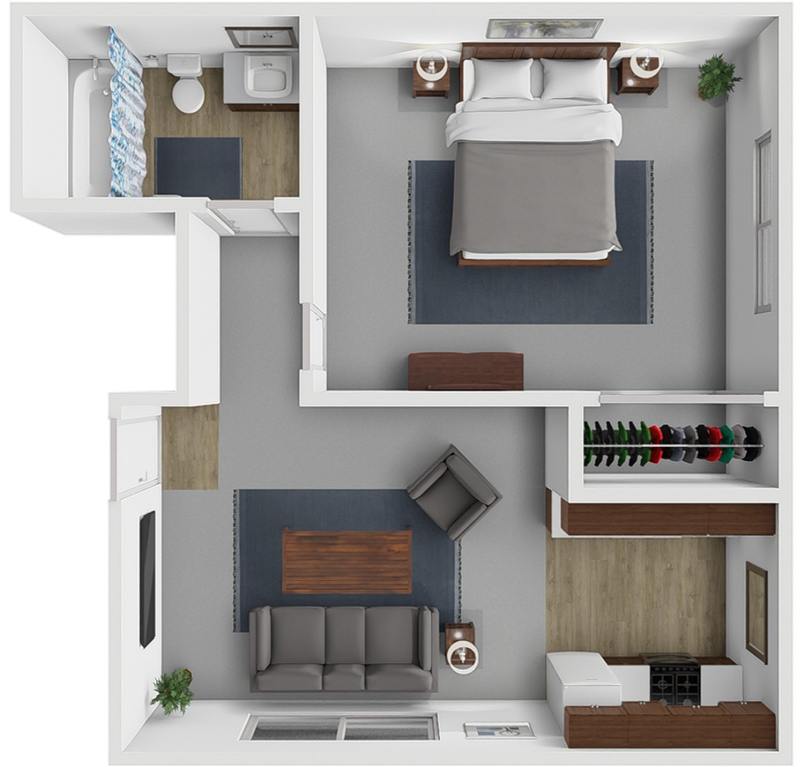 1 bed 1 bath floor plan