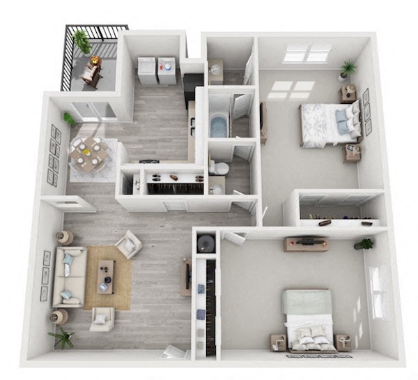 2 Bedroom 1.5 Bath floor plan