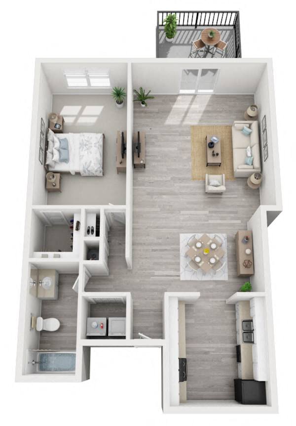 1 Bedroom 1 Bath floor plan