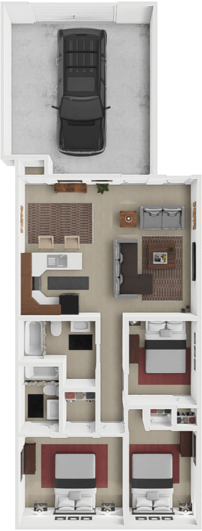 3 Bed 2 Bath floor plan