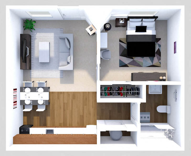 1 Bedroom 1 Bath Classic floor plan