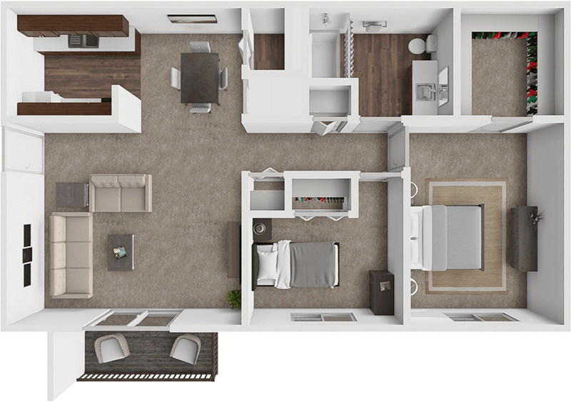 2 bed 1 bath Bristol floor plan