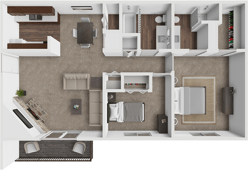 2 bed 2 bath floor plan