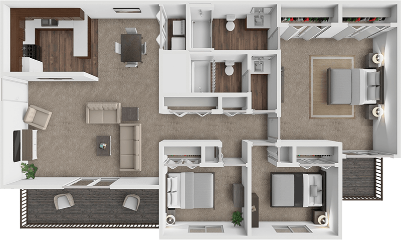 3 bed 2 bath Essex floor plan