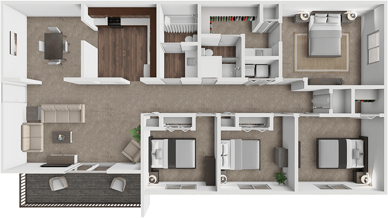 4 bed 2 bath Fairfax floor plan