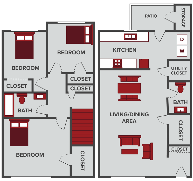 1, 2, & 3 Bedroom Apartments & Townhomes Springcreek Apartments
