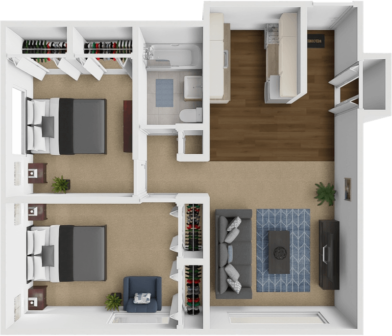 Two Bedrooms floor plan