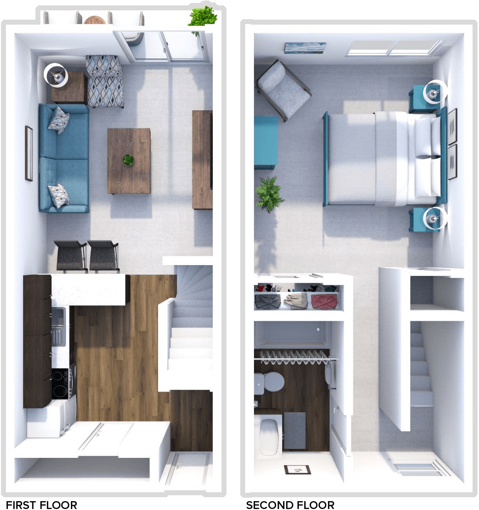 1 Bed 1 Bath Townhome floor plan