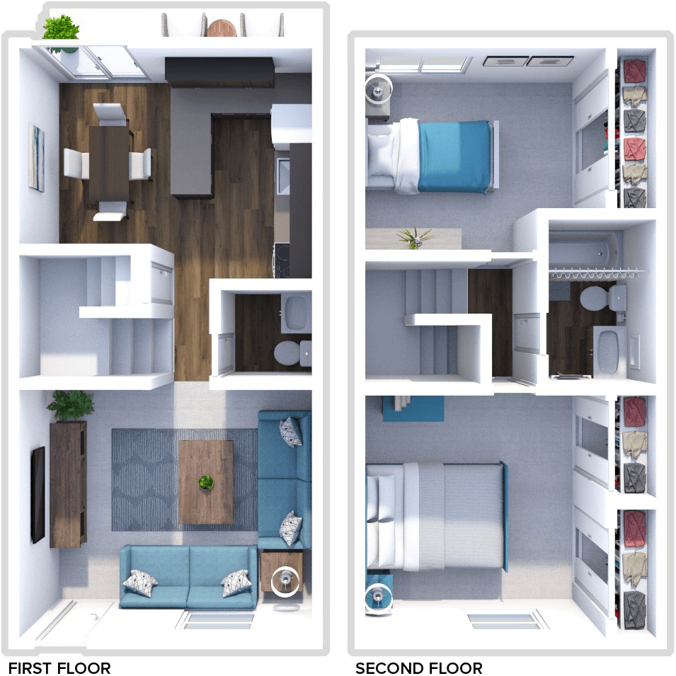 2 Bed 1.5 Bath Townhome floor plan