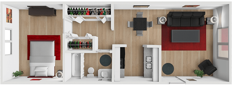 TA 1 Bed 1 Bath floor plan