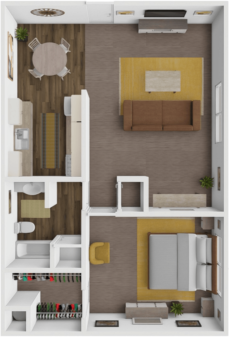 1 Bed 1 Bath B floor plan