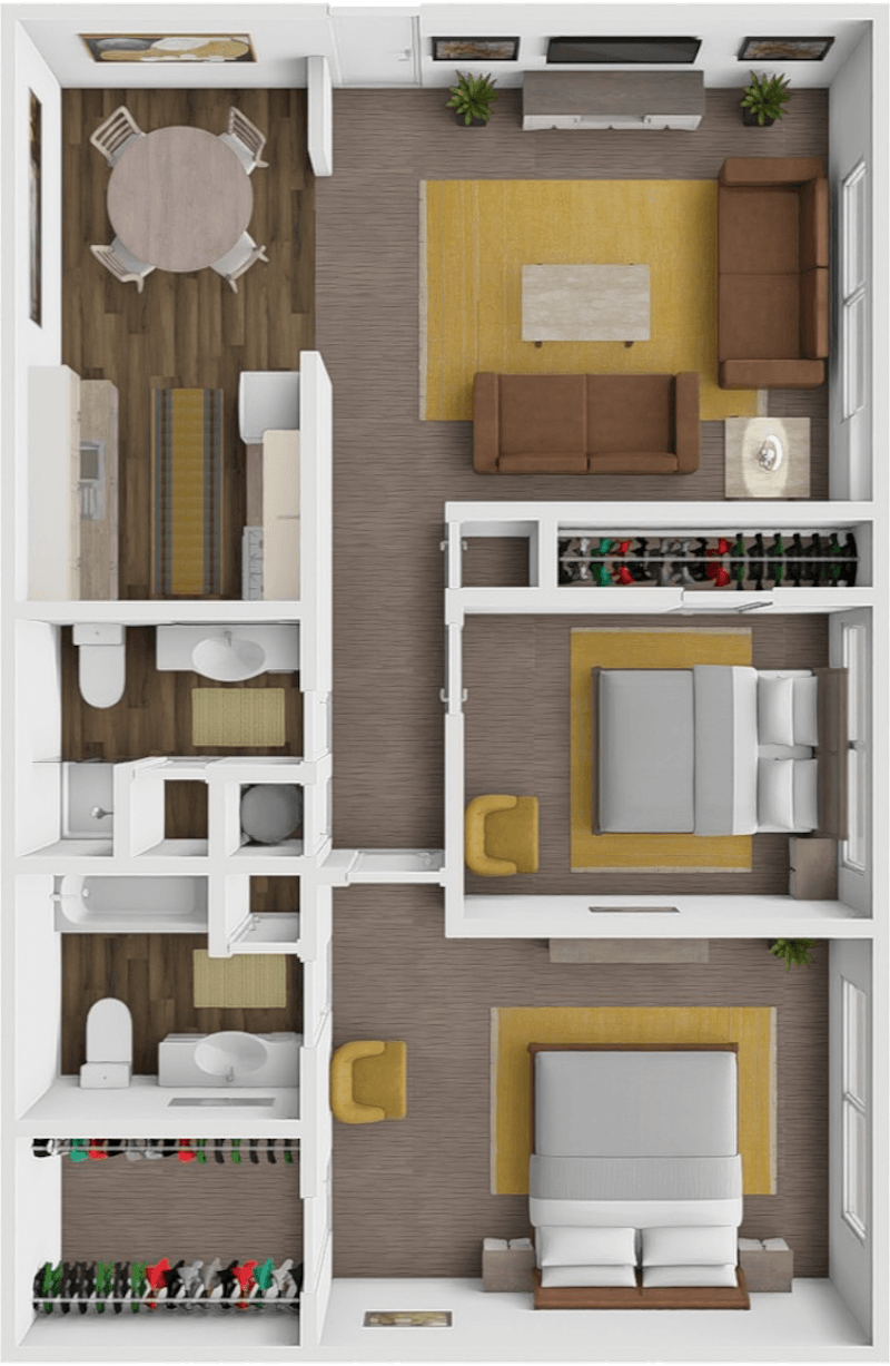 2 Bed 2 Bath A floor plan