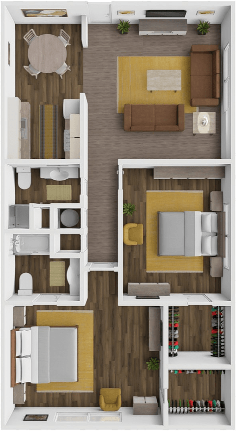 2 Bed 2 Bath B floor plan