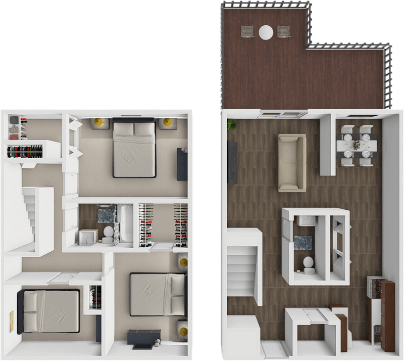 2 Bed 1.5 Bath Townhome floor plan