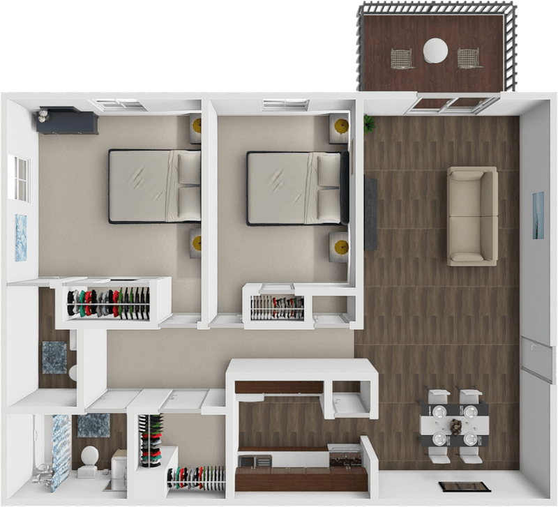 2 Bed 1.5 Bath floor plan