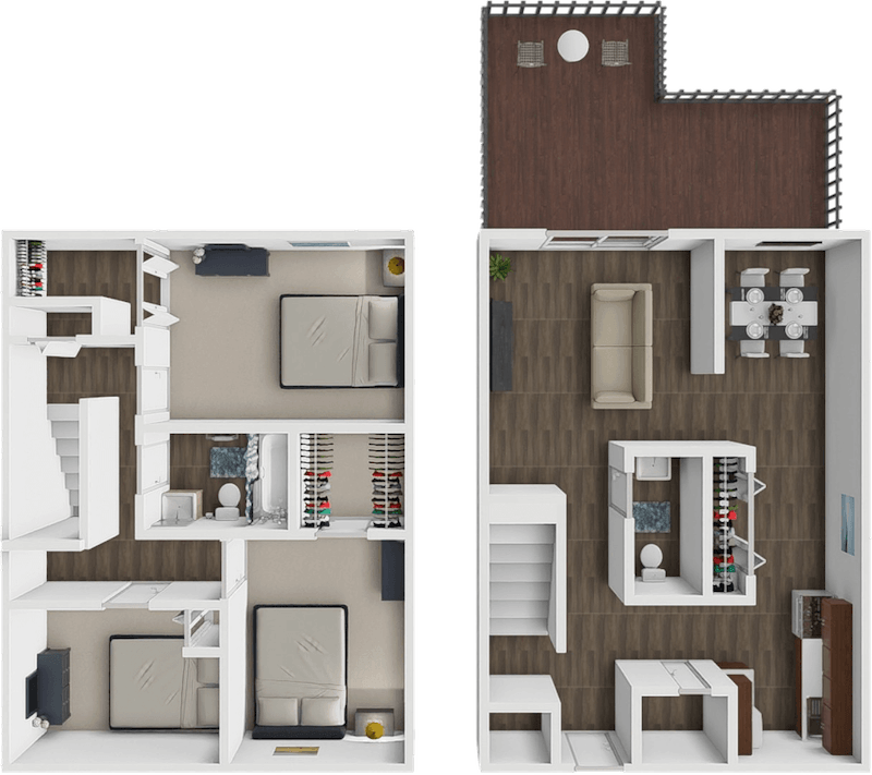 3 Bed 1.5 Bath Townhome floor plan