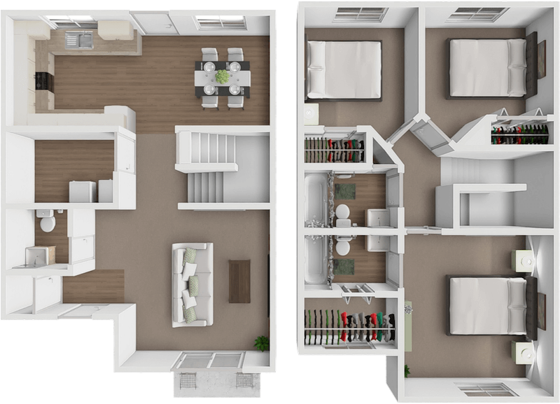 Unit B 3 bedroom TH floor plan