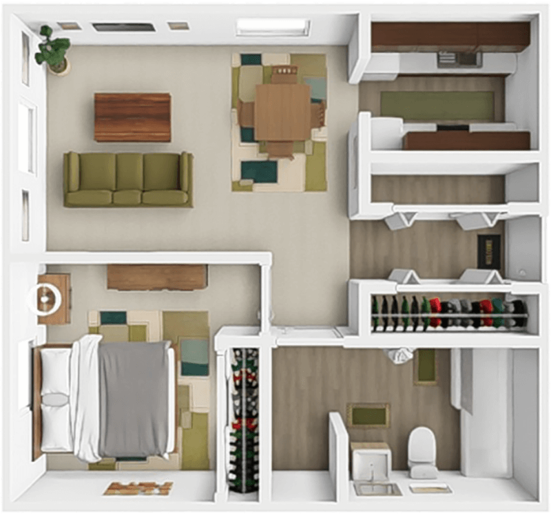 1 Bedroom floor plan