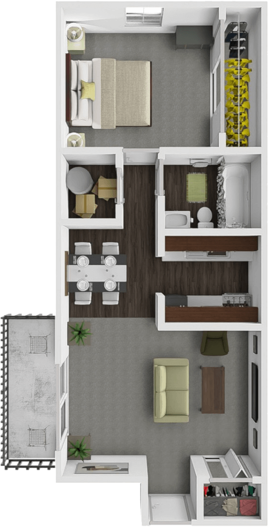 1 bed 1 bath floor plan