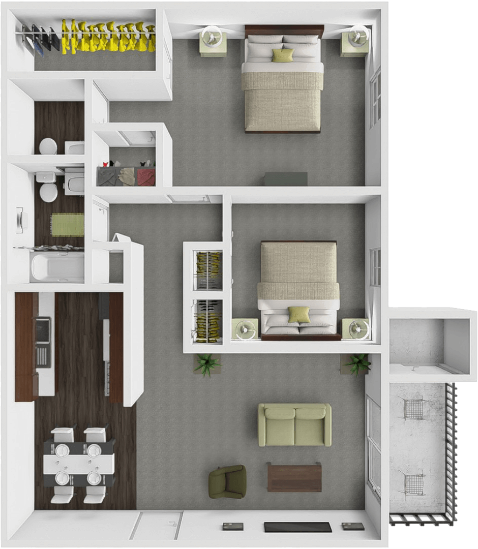 2 bed 1.5 bath floor plan