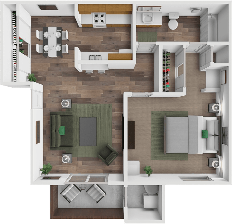 1 Bed B floor plan