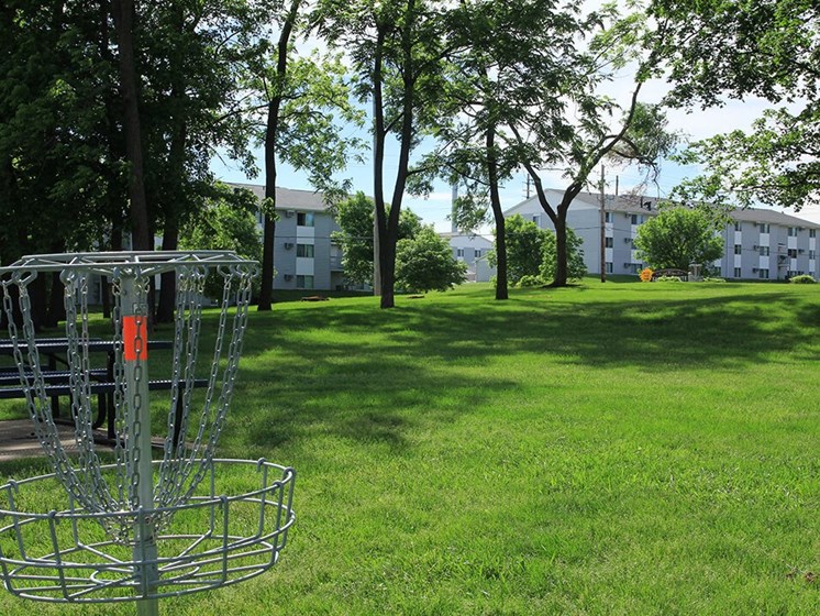 apartment complex with Frisbee Golf