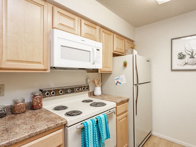 apartment kitchen with microwave