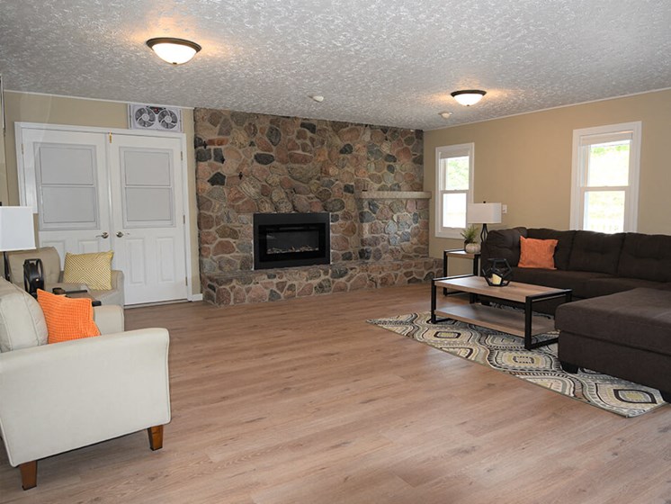 Clubhouse at Northwoods Apartments with fireplace