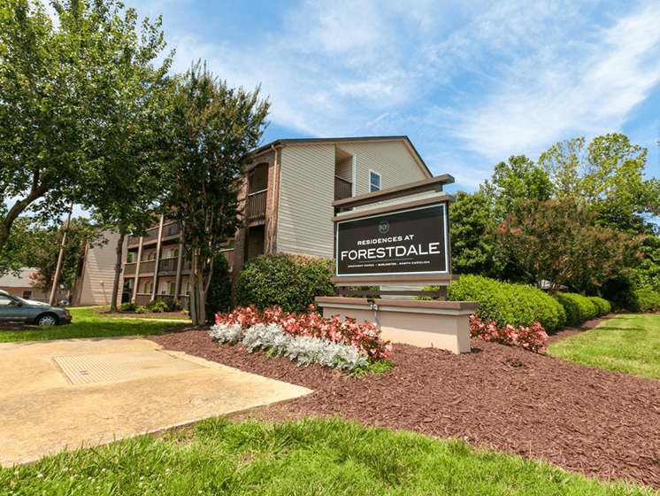 Residences at Forestdale Apartments welcome sign