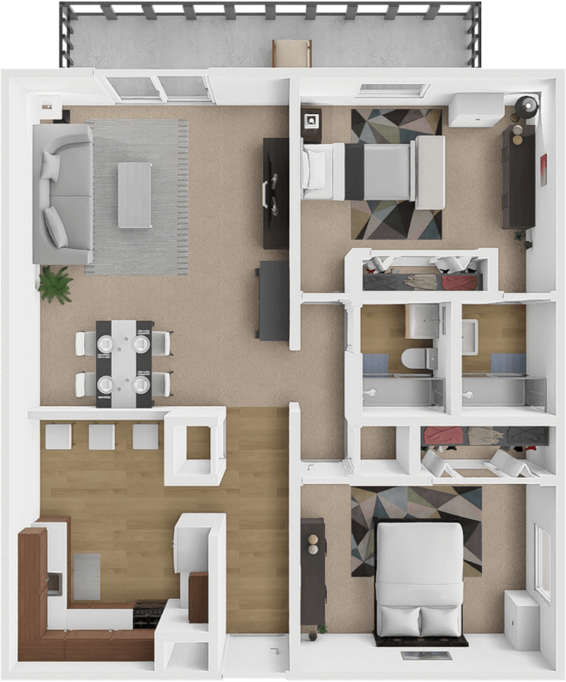 Tower Two Bedroom floor plan