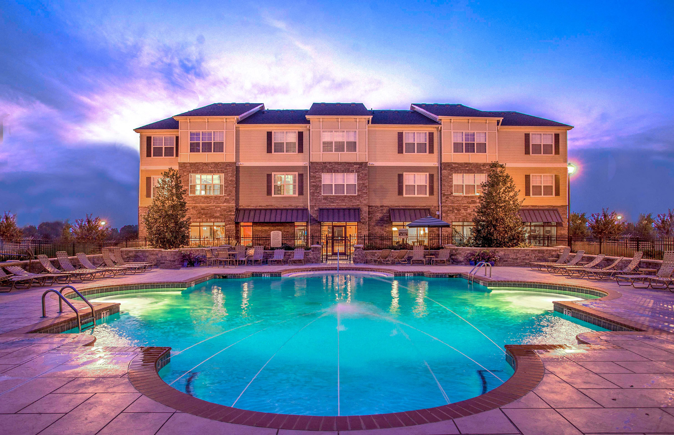 Amberleigh Ridge at Twilight - Sparkling Swimming Pool in Chattanooga, TN