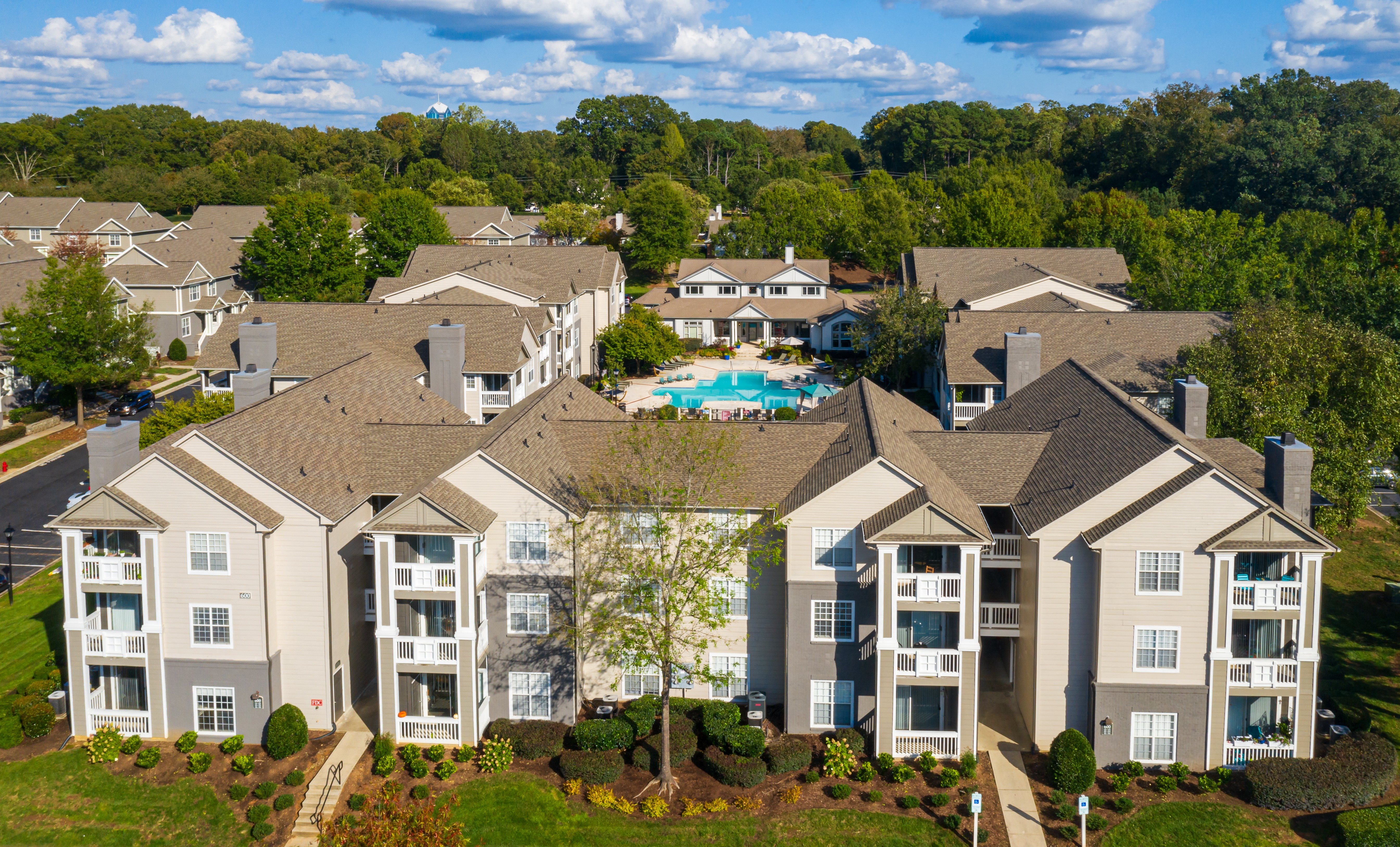 Aerial View of  501 Estates apartment homes in Durham, NC