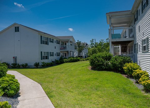 Lush landscaping at Deerbrook Apartment Homes in Wilmington, NC 28405