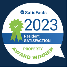 A badge indicating a property award winner for resident satisfaction in 2023.,A badge indicating a property award winner for resident satisfaction in 2023.
