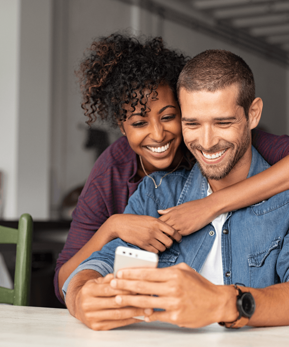 Fusion Encore Hollywood affordable housing program graphic of woman hugging a man