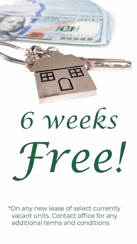 6 Weeks Free On Select Units. Contact office for additional details