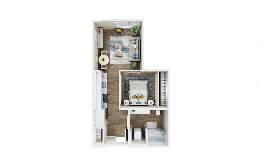 Floor plan layout diagram for 1x1 - B5