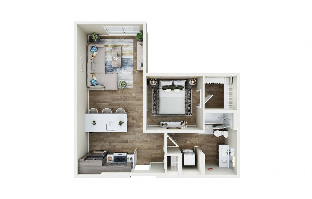 Floor plan layout diagram for 1x1 - B6