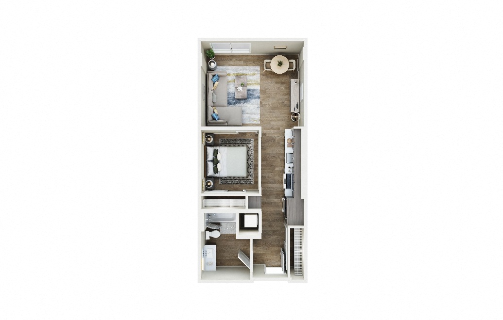 Floor plan layout diagram for 1x1 - B8