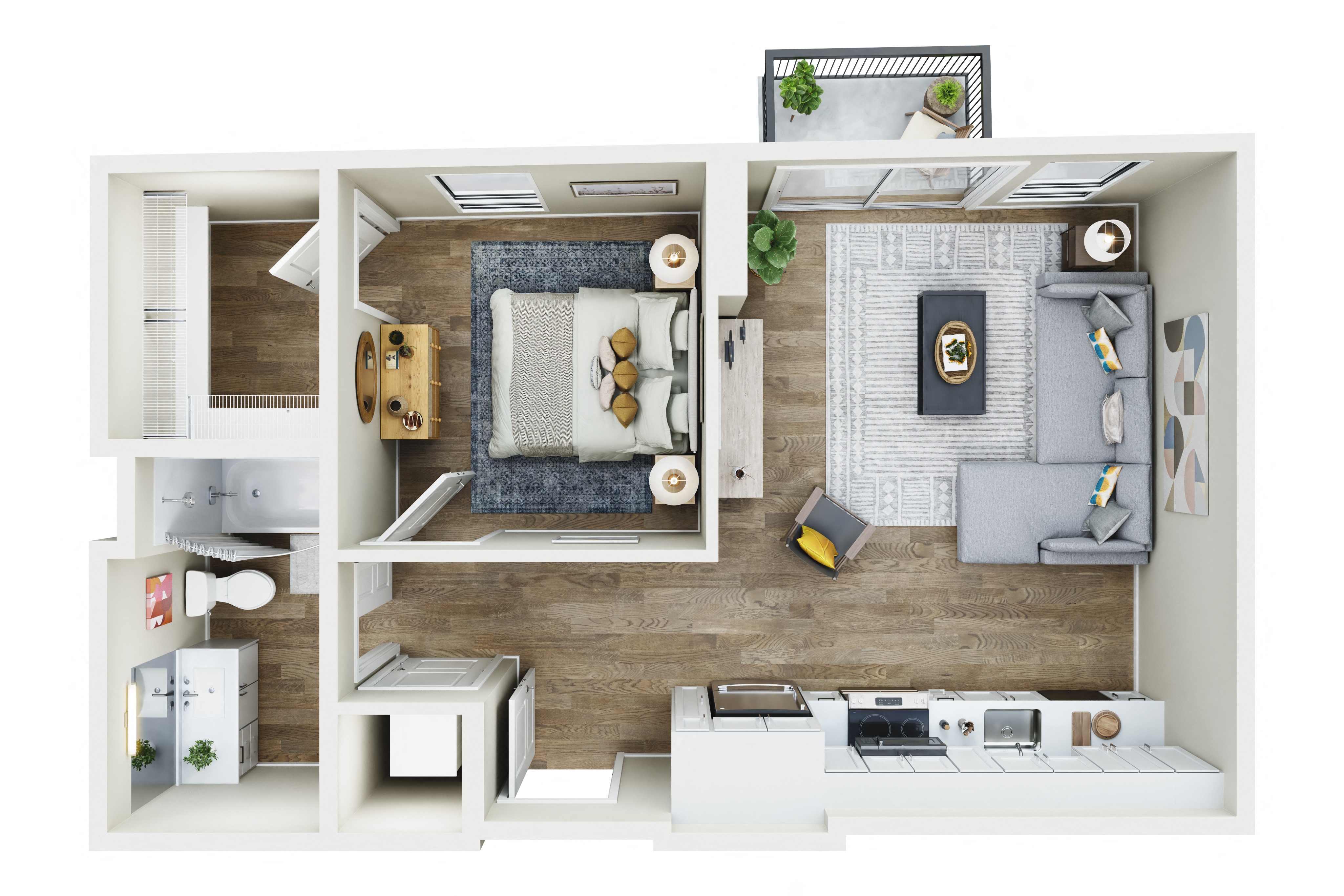 Floor plan layout diagram for 1x1 - C1