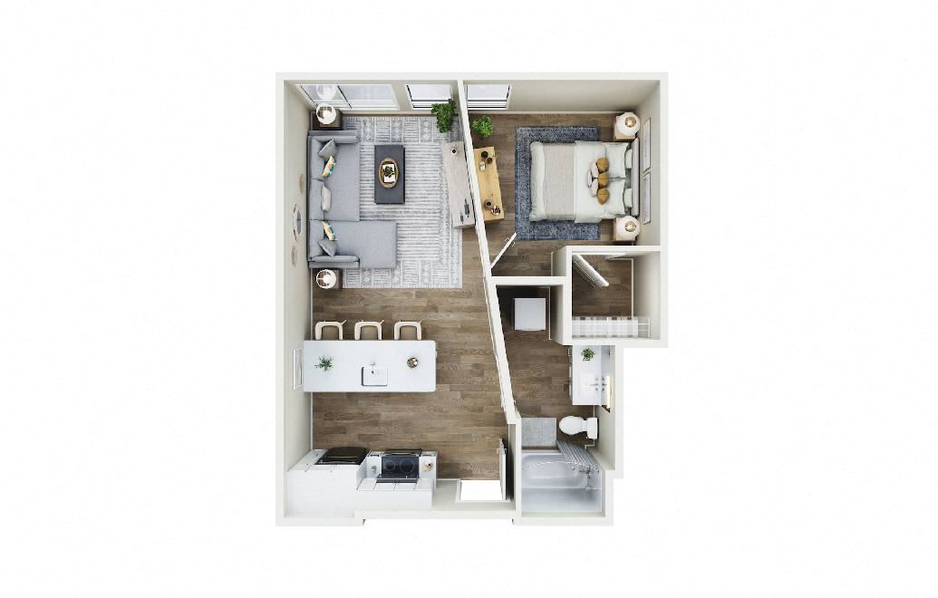 Floor plan layout diagram for 1x1 - C12