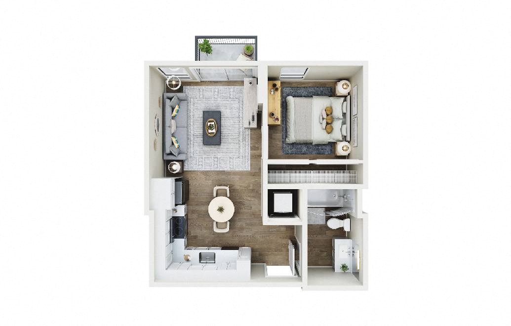 Floor plan layout diagram for 1x1 - C14